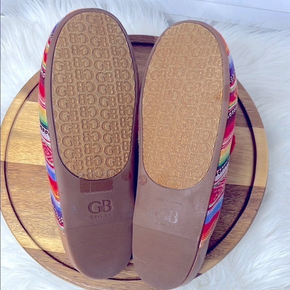 GB Gianni Bini l Aztec Multicolor Pom Pom Mule Sliders Slip On Colorful Sz. 9.5 - Picture 10 of 12